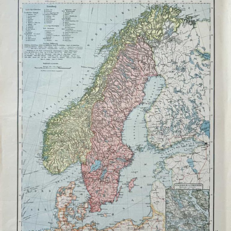 Антикварная карта «Schweden und Norwegen» (Швеция и Норвегия)