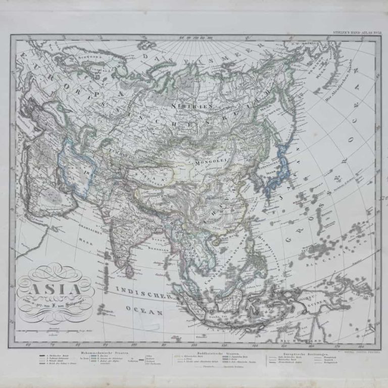 Антикварная карта «Asia» (Азия), №58 из Stieler’s Hand-Atlas